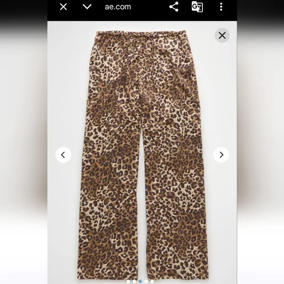 American Eagle Outfitters Leopard Print Wide Leg Pants - Brown - Picture 3 of 15